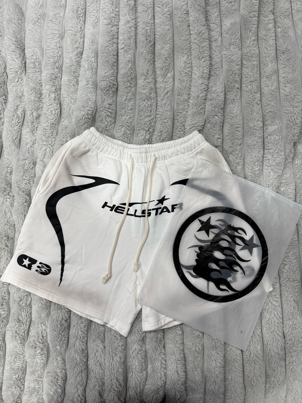 Hellstar white and black shorts